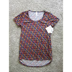 New LuLaRoe Classic T Shirt Top Womans XXS Comfy Blue Red Black Gold Geometric!